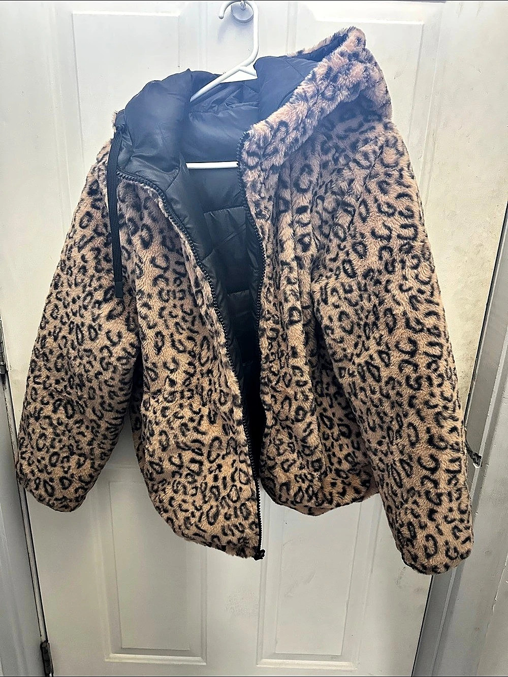 Steve Madden reversible 70Leopard Print Puffer Jacket Size Large